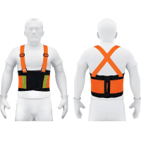 Faja Lumbar Con Tirantes Naranja 4 Varillas Talle XL Truper