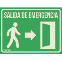 Cartel salida de emergencia luminiscente Truper 28 x 21 cm