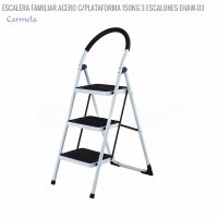 Escalera familiar acero c/plataforma 150kg 3 escalones EHAW-03