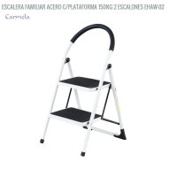 Escalera familiar acero c/plataforma 150kg 2 escalones EHAW-02
