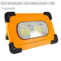 Foco recargable con carga solar y USB
