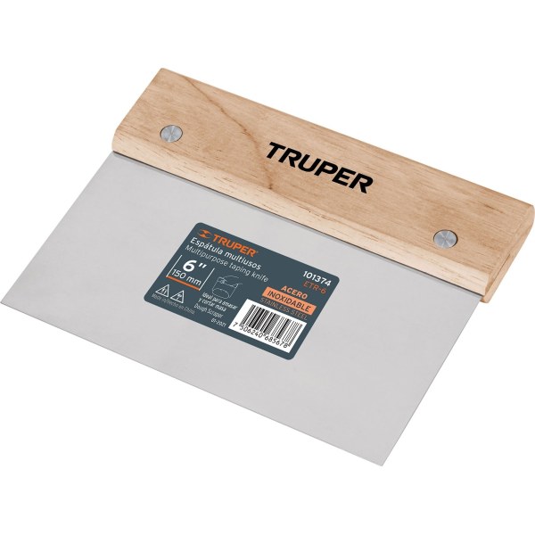 Espátula Rectangular Acero Inoxidable 6'' Truper ETR-6