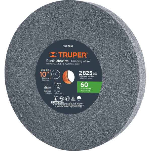 Rueda Recta Amolar 10'' Grano 60 Truper PIES-1060