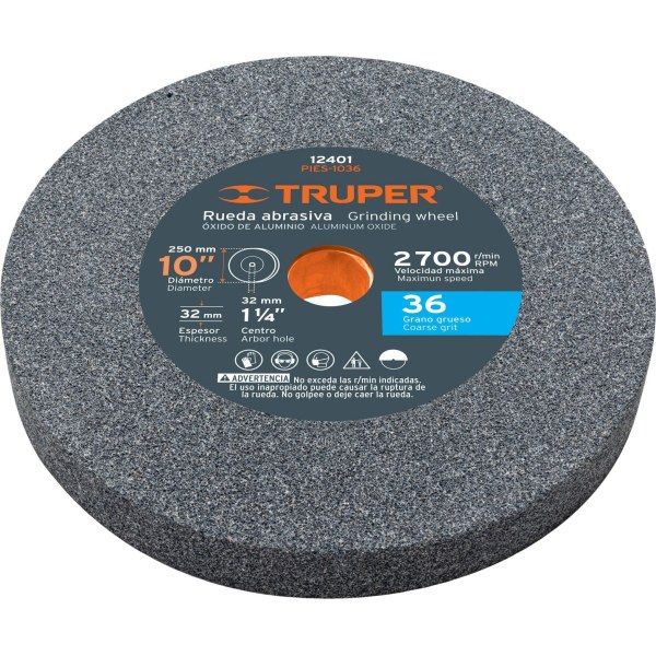 Rueda Recta Amolar 10'' Grano 36 Truper PIES-1036