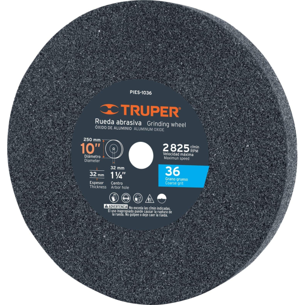 Rueda Recta Amolar 10'' Grano 36 Truper PIES-1036