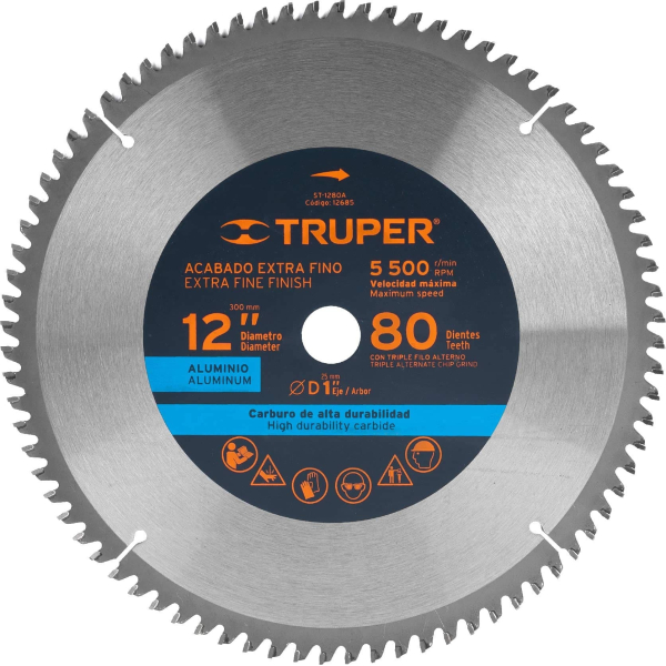 Disco Corte Aluminio 12'' 80 Dientes Truper ST-1280A