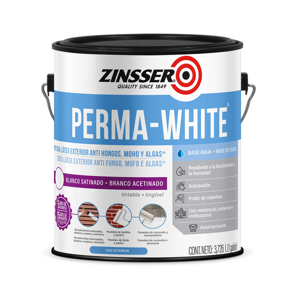 Pintura Látex Exterior Antihongos Zinsser Perma White