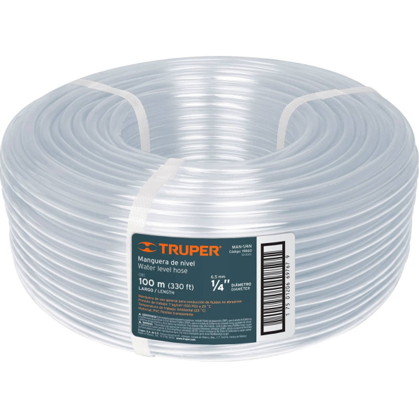 Manguera De Nivel 1/4'' Rollo 100mt Truper