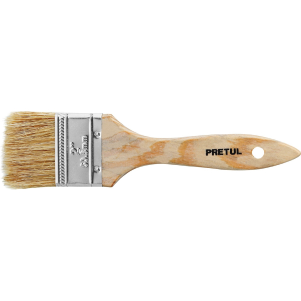 Pincel Cerda Blanca Mango Madera 2'' 50mm Pretul