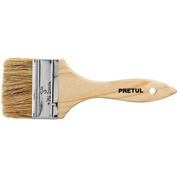 Pincel Cerda Blanca Mango Madera 3'' 76mm Pretul
