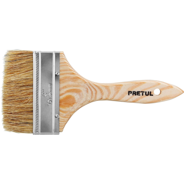 Pincel Cerda Blanca Mango Madera 4'' 10cm Pretul