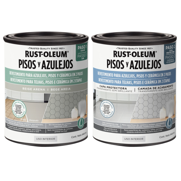 Kit Pintura + Protector Pisos Azulejos Beige Rust Oleum