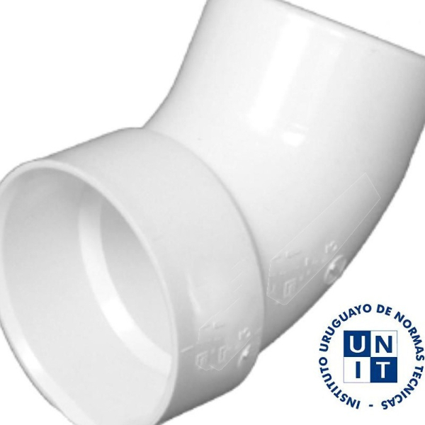 Codo de PVC 45° 40mm MH 3.2mm Blanco