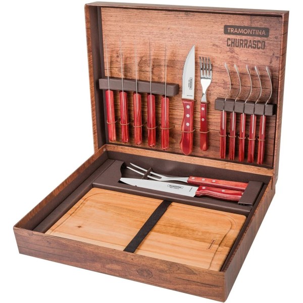 Juego Cubiertos Asado Polywood Rojo Tramontina 21198/770 