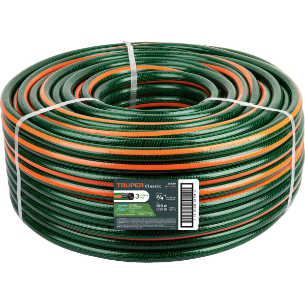 Manguera Reforzada 3 Capas 3/4'' 100mt Truper