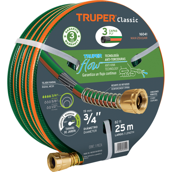 Manguera Reforzada 3 Capas 3/4'' 25mt Truper