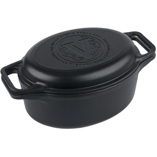 Olla Oval Hierro Curado 5,7lt Tapa Doble Uso Victoria 32692