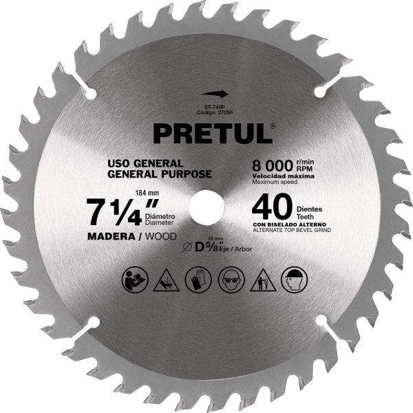 Sierra Circular Widea Para Madera 7 1/4'' 40d Pretul ST-740P