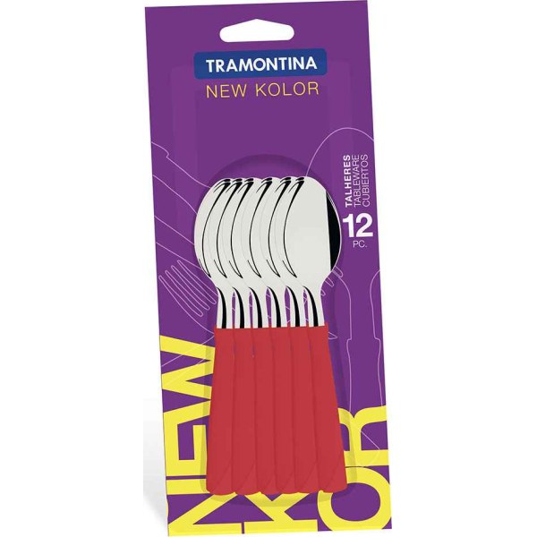 Juego 12 Cucharas De Té Tramontina New Kolor Rojo 23167/970