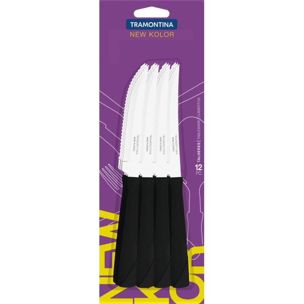 Juego 12 Cuchillos De Asado Tramontina New Kolor Negro 23160/904