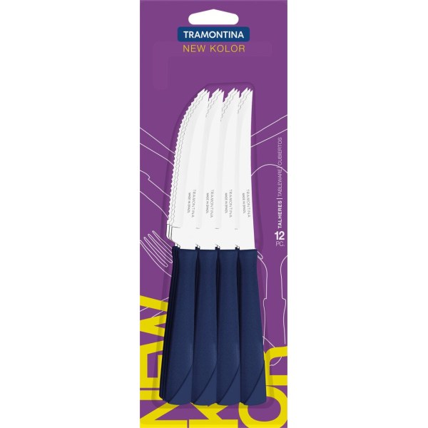 Juego 12 Cuchillos De Asado Tramontina New Kolor Azul 23160/914