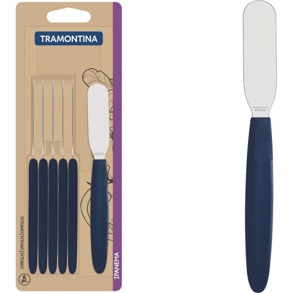 Juego 6 Espátulas Manteca Tramontina Ipanema Azul 23399/148
