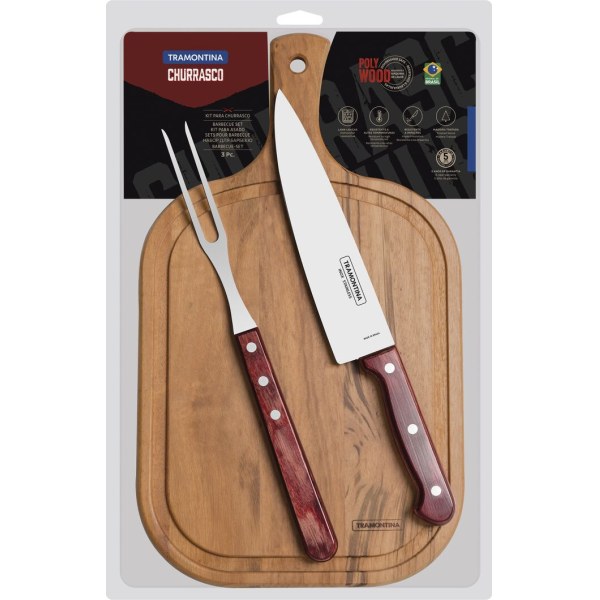 Juego Trinchante Para Asado Polywood Rojo Tramontina 21198/714