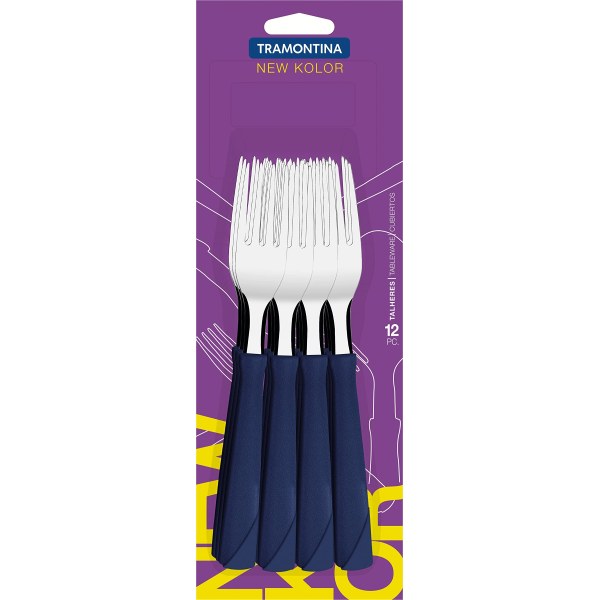 Juego 12 Tenedores De Mesa Tramontina New Kolor Azul 23162/910