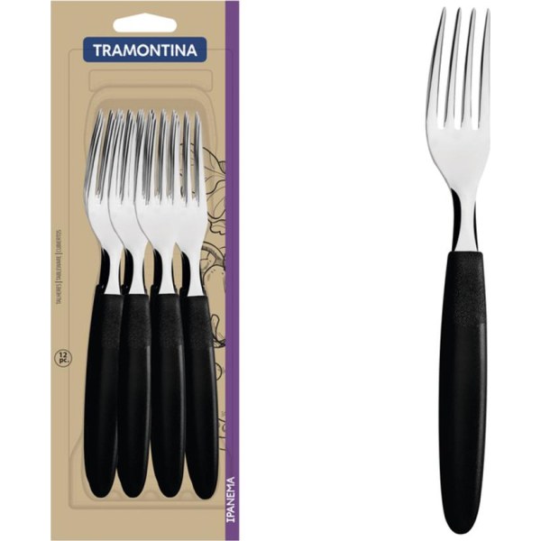 Juego 12 Tenedores De Mesa Tramontina Ipanema Negro 23362/900