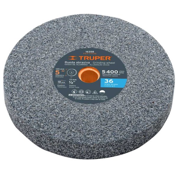 Rueda Recta Amolar 5'' Grano 36 Truper PIES-53536
