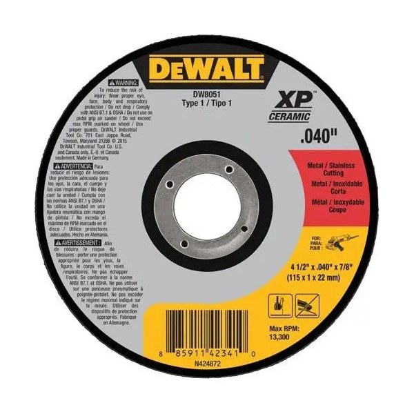 Rueda Corte Metal DeWalt DW8051 115mm