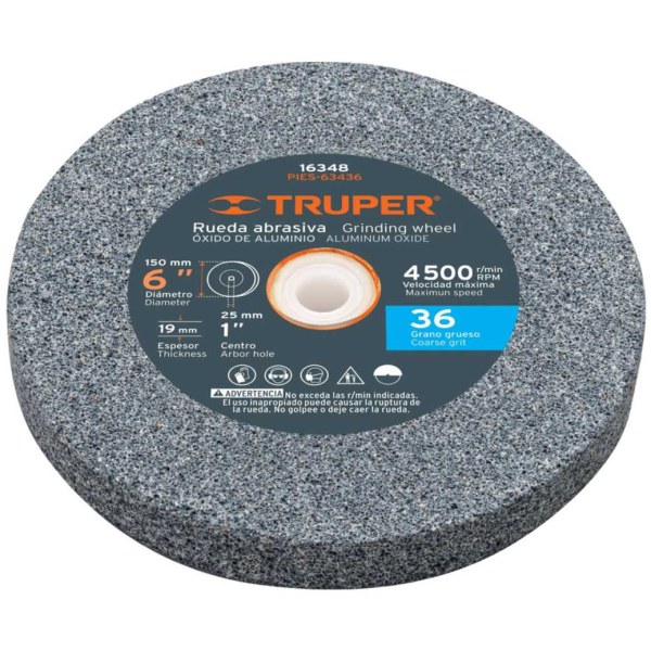 Rueda Recta Amolar 6'' Grano 36 Truper PIES-63436