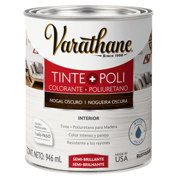 Tinte Para Madera + Poliuretano Nogal Oscuro Varathane 946ml