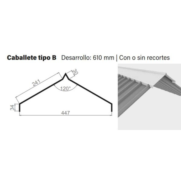 Cumbrera Caballete Tipo ''B'' Para Econopanel Armco