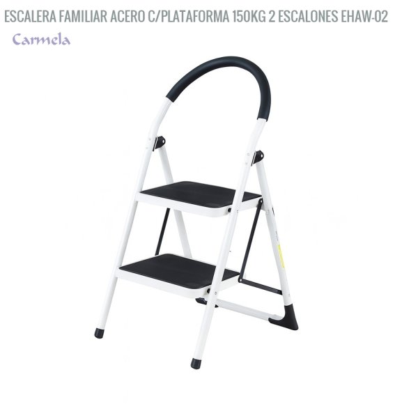 Escalera familiar acero c/plataforma 150kg 2 escalones EHAW-02