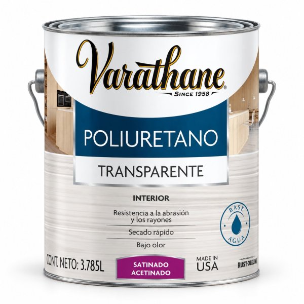 Barniz Poliuretano Madera Interior Satinado 3,785lt Varathane