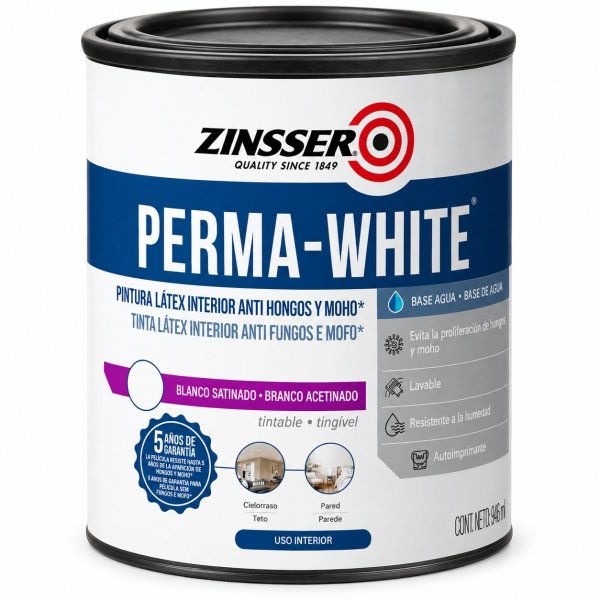 Pintura Látex Interior Blanco Satinado PERMA WHITE Zinsser 946ml
