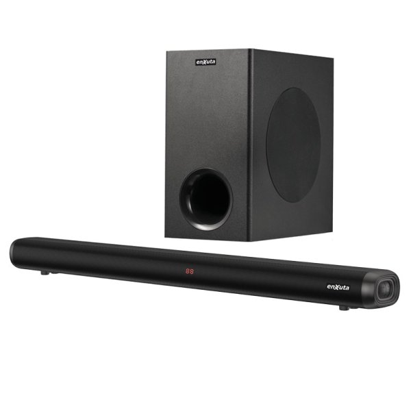 Barra de Sonido Bluetooth con Subwoofer 160 W 2.1, USB, AUX, Optical Enxuta BSENX29160