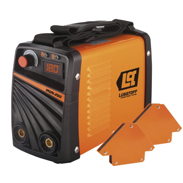 Soldadora Inverter Iron-250 con 2 Escuadras Magnéticas LUSQTOFF
