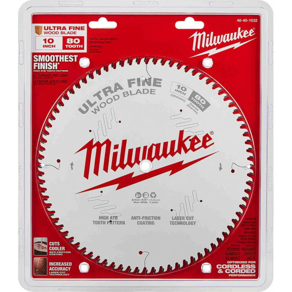 Disco Sierra Circular 10'' 80 Dientes Milwaukee