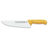 Cuchillo Carnicero Hoja Ancha 9,5" (24 cm) Mango Amarillo 3 Claveles 1302