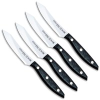 Set 4 Cuchillos Chuleteros Koi Negro 3 Claveles 1479