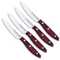 Set 4 Cuchillos Chuleteros Koi Rojo 3 Claveles 1049