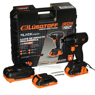 Atornillador de Impacto a Batería 18 V Encastre 1/4" Black Series Lusqtoff con 2 Baterías y Cargador