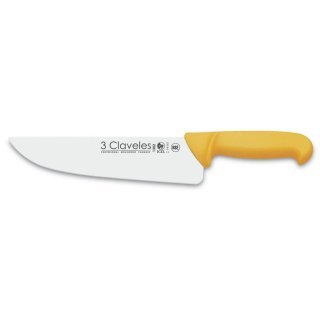 Cuchillo Carnicero Hoja Ancha 9,5" (24 cm) Mango Amarillo 3 Claveles 1302
