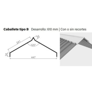 Cumbrera Caballete Tipo ''B'' Para Econopanel Armco