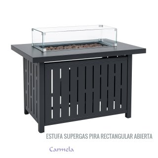 Estufa supergas pira rectangular abierta
