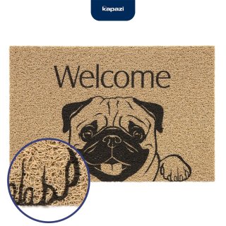 Felpudo Vinil Pet Dog Welcome Pug 60 x 40 cm