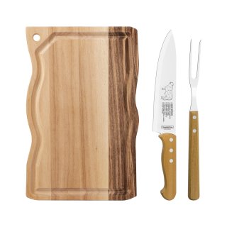 Juego Trinchante con Tabla 3 Piezas Churrasco Tramontina 22398/002