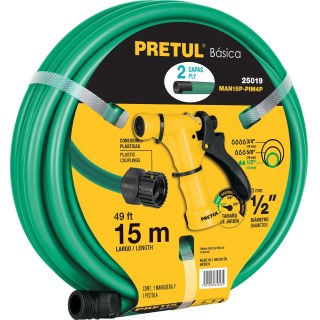 Manguera Jardín 2 Capas 1/2'' 15mt + Pistola Pretul MAN15P-PIM4P
